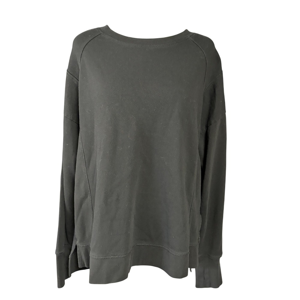 Sweaty Betty Sweatshirt Womens M Black Crewneck Pullover Layered High Low Hem